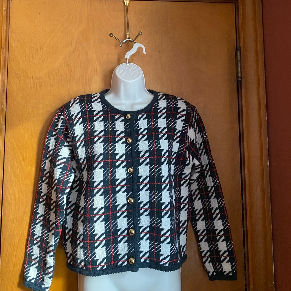 Liz Claiborne Vintage plaid cotton Cardigan